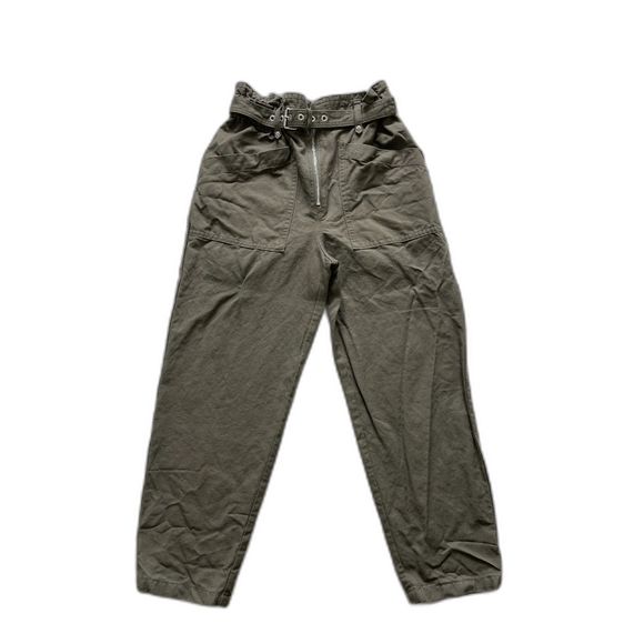 Banana Republic Olive Green Belted Paperbag/Gathered Waist Boho Pants Women's 4 - Picture 3 of 11